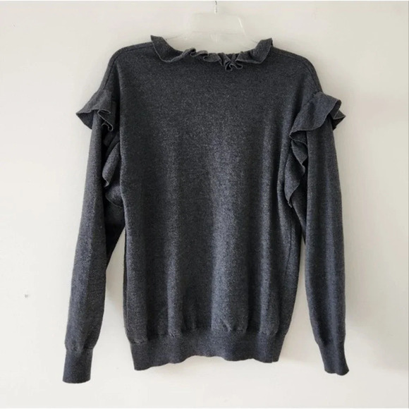 Stella McCartney Felted Frills Jumper Ruffle Sweater Virgin Wool Graphite Gray S - Picture 5 of 9